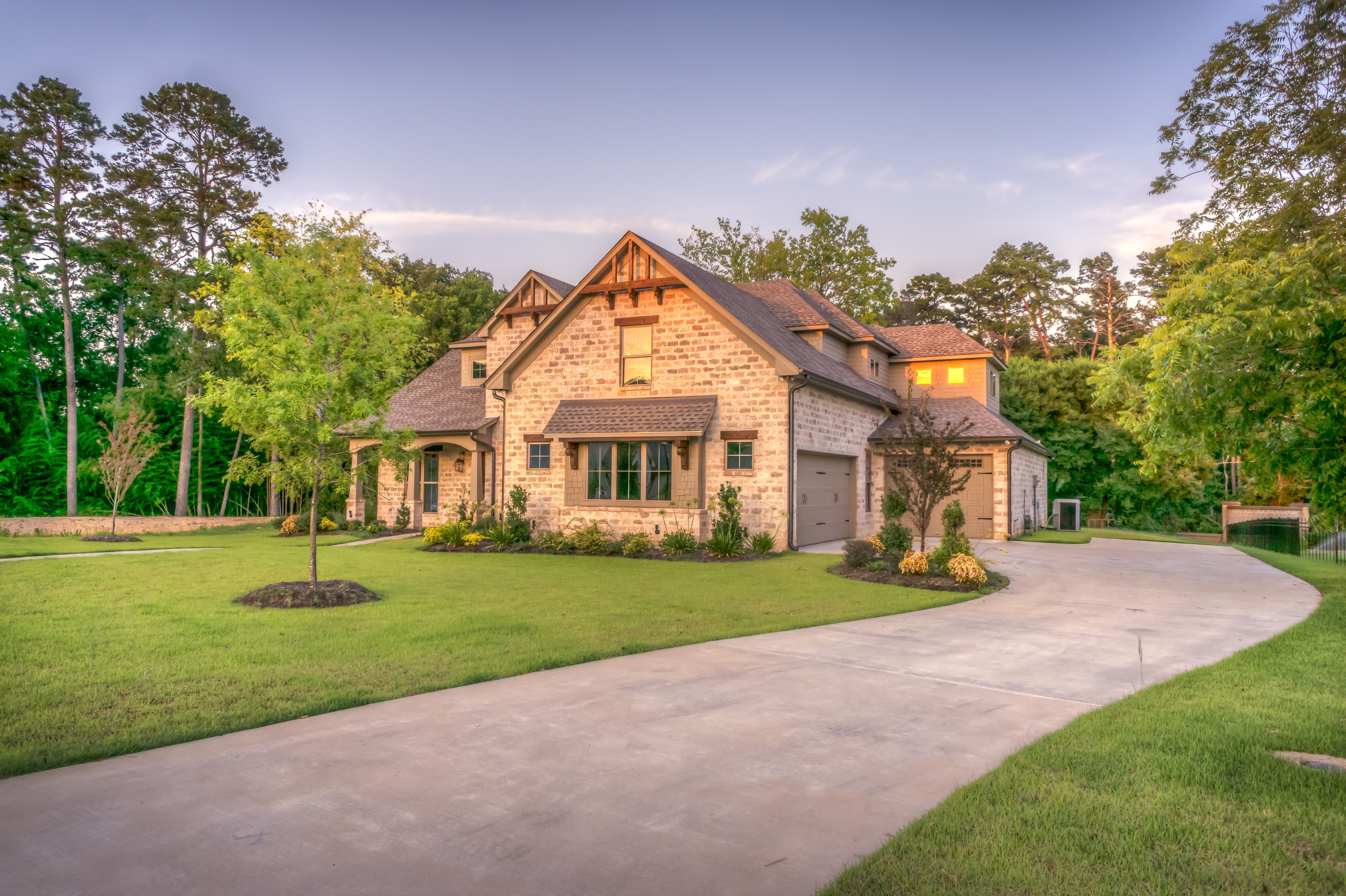 Beautifully manicured garden with green lawn